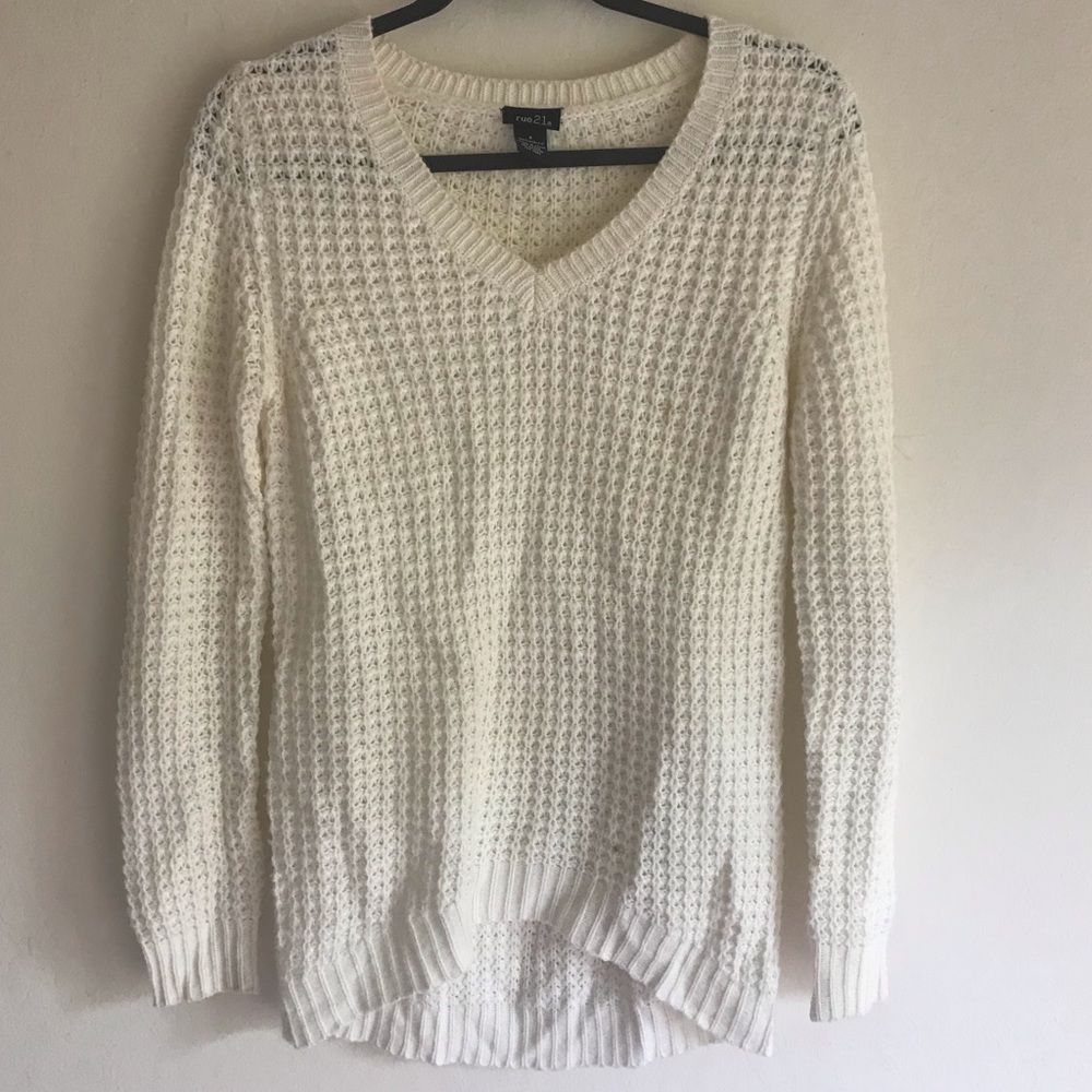 White Waffle V-Neck Sweater (3/$12 SALE)